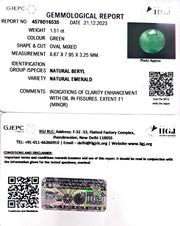 1.51/CT Natural Panna Stone with Govt. Lab Certificate (6771)